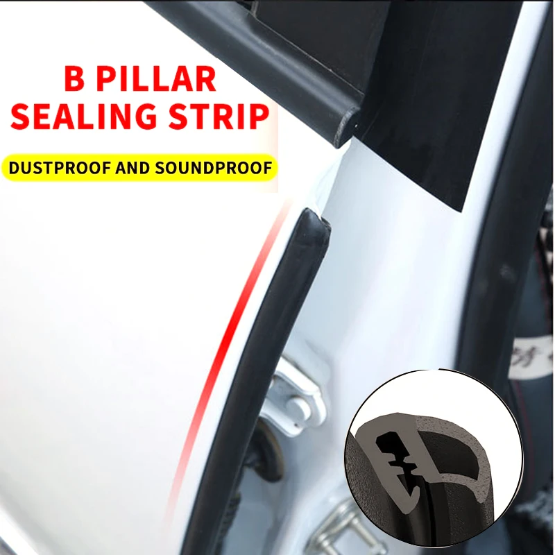 Car Door Edge Weatherstrip Rubber Sealing B Pillar Noise Windproof Protection Front Auto Sealant Accessories Decoration Strip