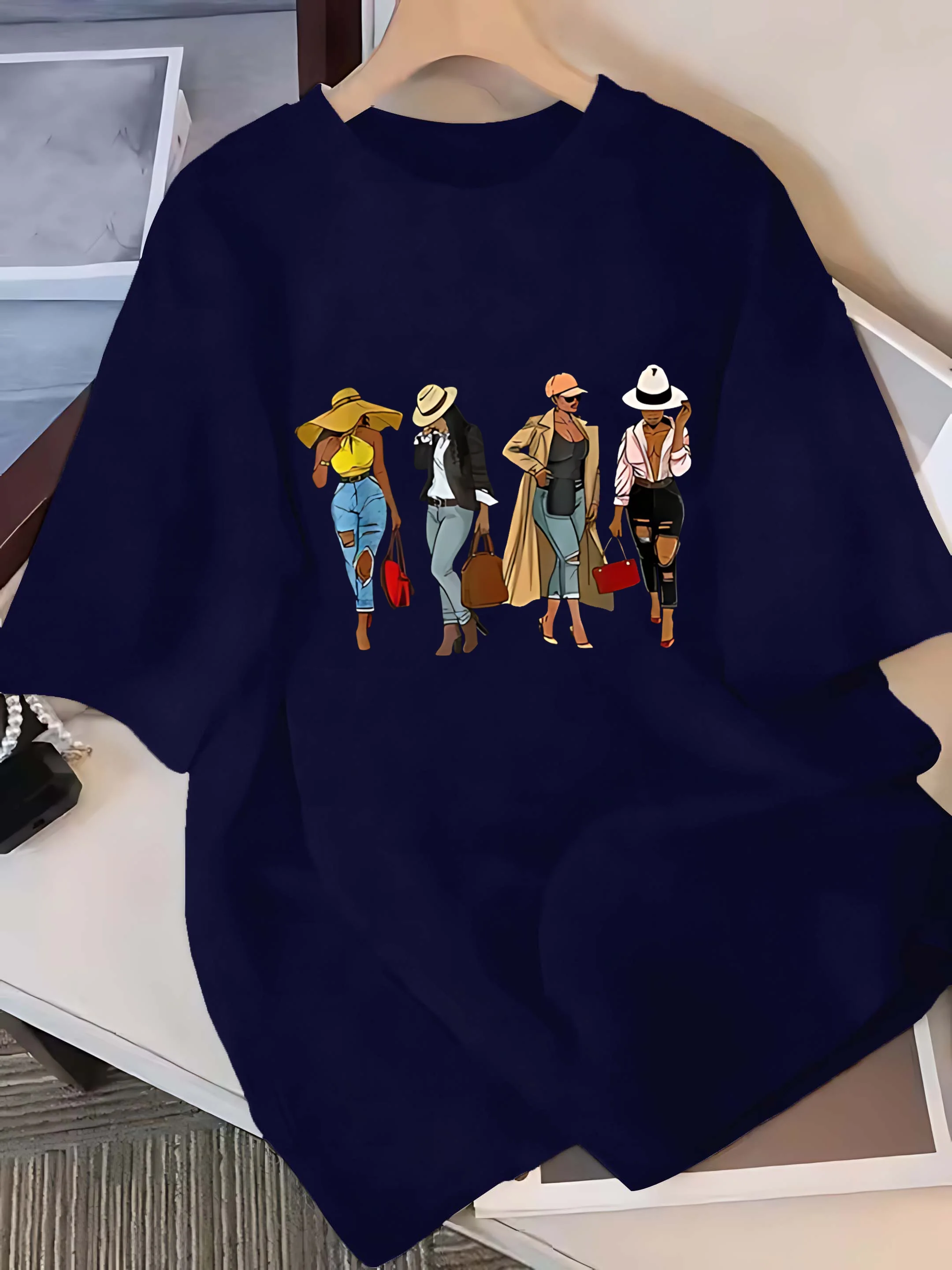 Plus - Size Six Colour Short - Sleeve Tee: Stylish Women’s Fashion Graphic