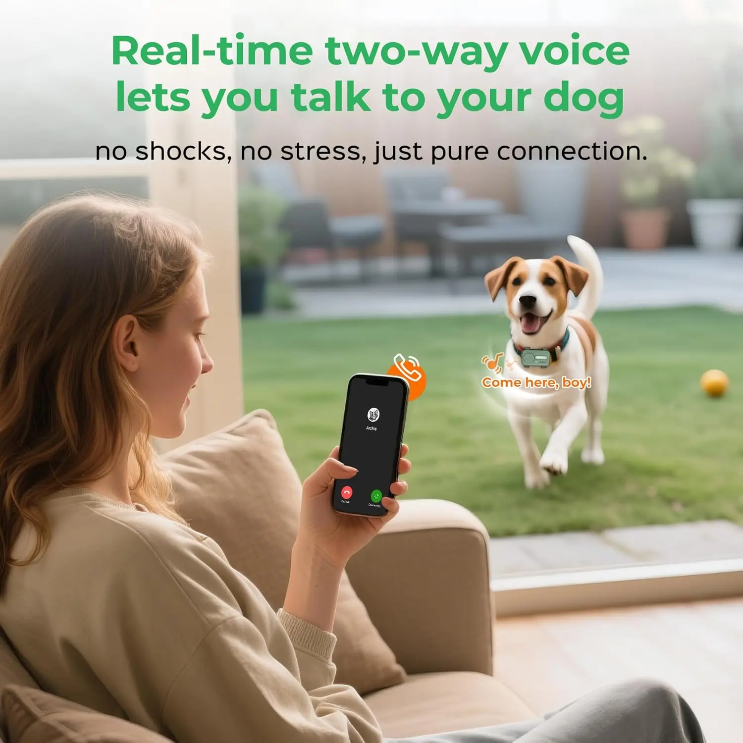 IP 67 waterproof smart GPS pet tracker, real-time positioning, two-way audio communication, health monitoring, locator