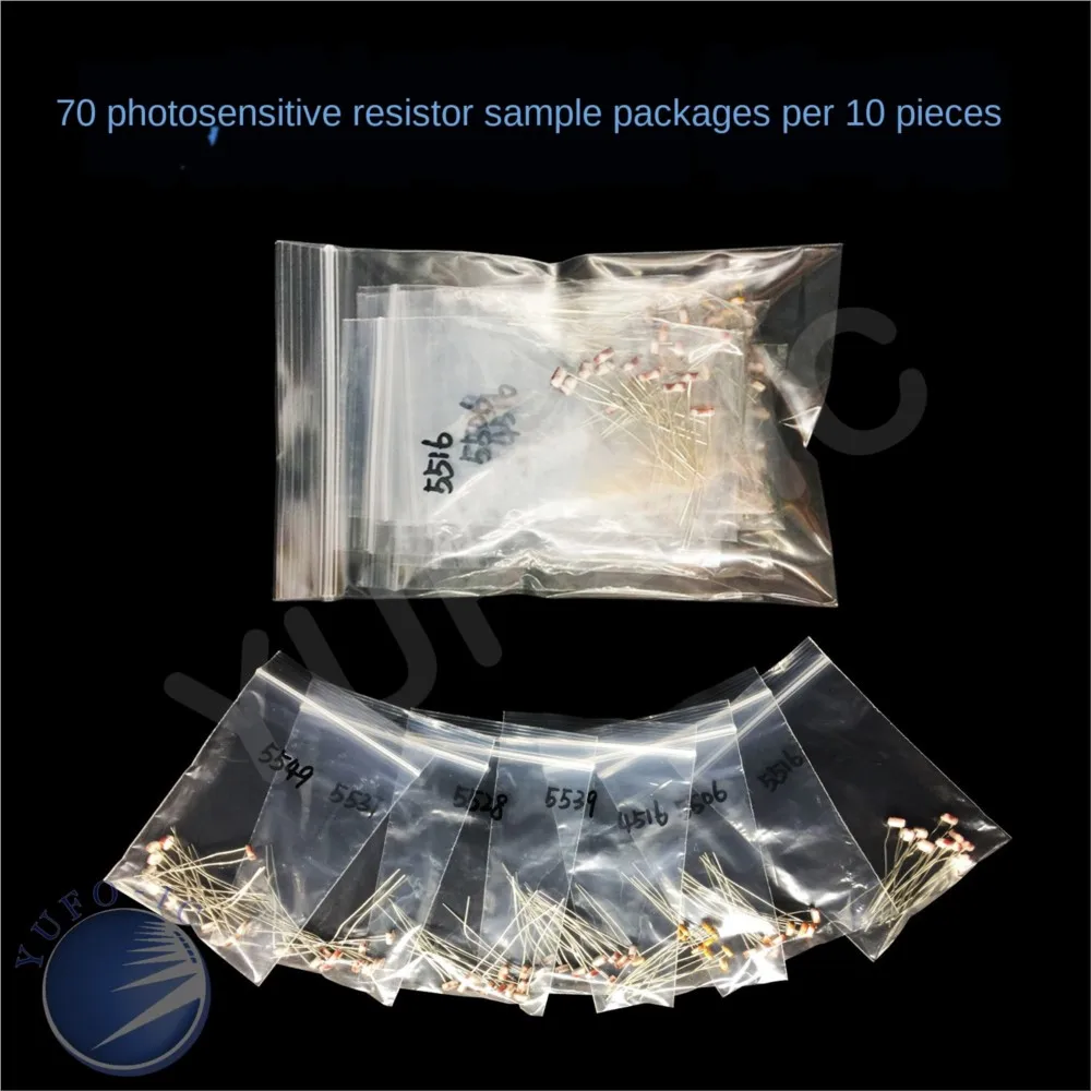 7Values *10pcs=70pc PhotoResistor Kit GL5506 GL5516 GL5528 GL5537GL5539 GL5549 MG45/4516 Photosensitive Resistance Sample Assort