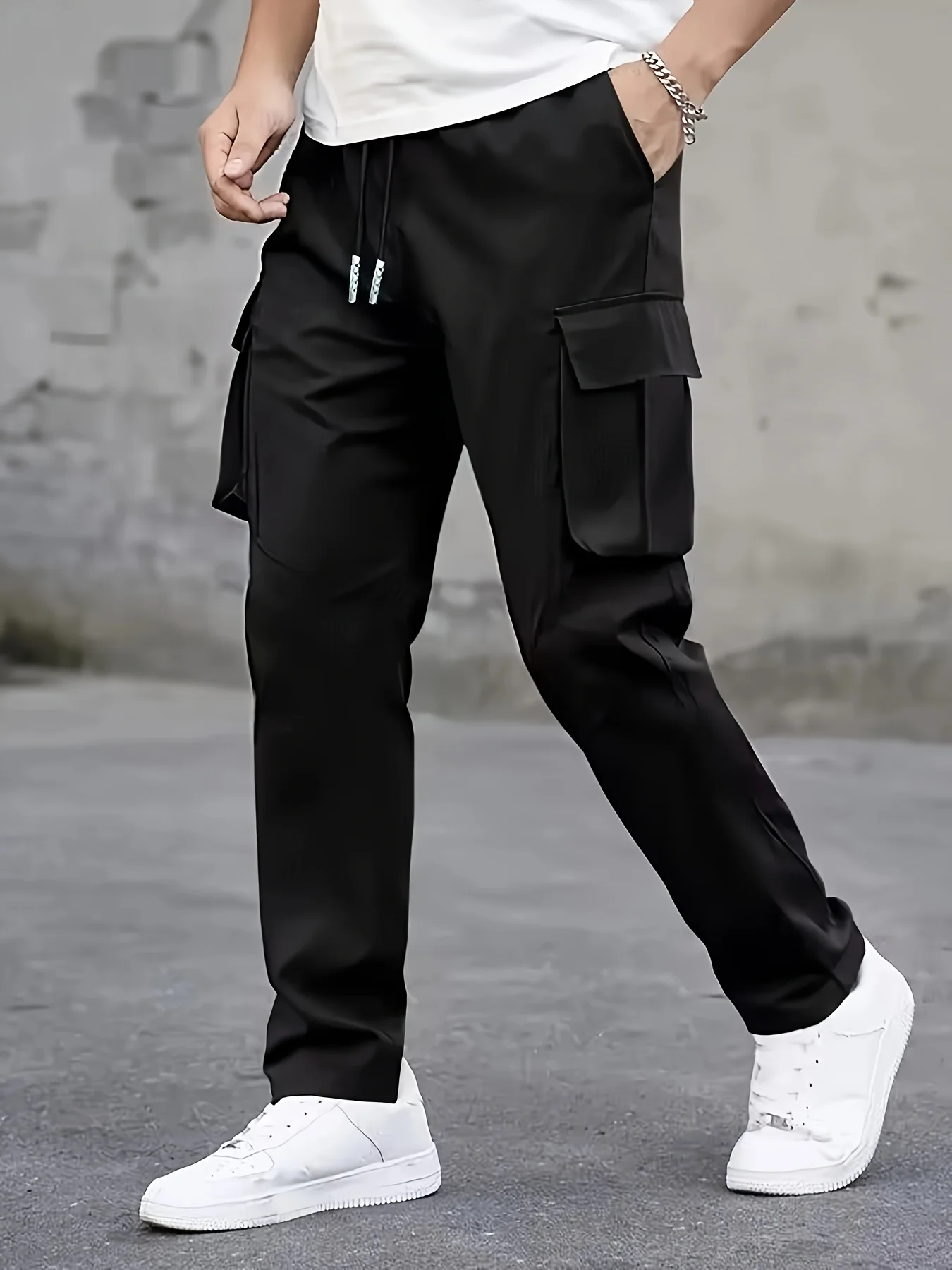 

American style high street retro multi pocket workwear pants for men's new trendy loose straight leg versatile casual long pants