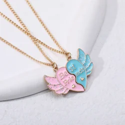 Lovely Love Wing Magnet Necklace for Women Trendy DIY Angel Heart Stitching Pendant BFF Best Friends Jewelry Girlfriends Gifts