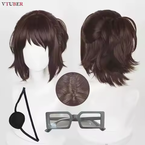 Hange Zoe Cosplay Wig Titan Final Season 4 Hange Zoe Wig Dark Brown Heat Resistant Synthetic Hair Anime Cosplay Wigs + Wig Cap