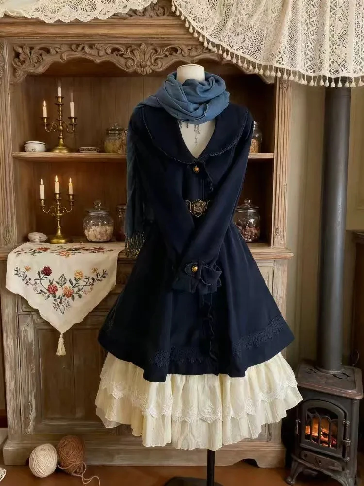 

Винтажное женское шерстяное пальто в стиле ретро, новое зимнее пальто с кукольным воротником, тюре средней длины, модное теплое длинное волокно из полиэфирного волокна