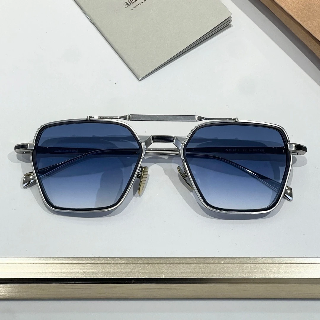 

JMM COMMODORE Double Bridge Metal Square Sunglasses Gold Frame Gradient Brown Lenses Trendy UV400 Shades Unisex