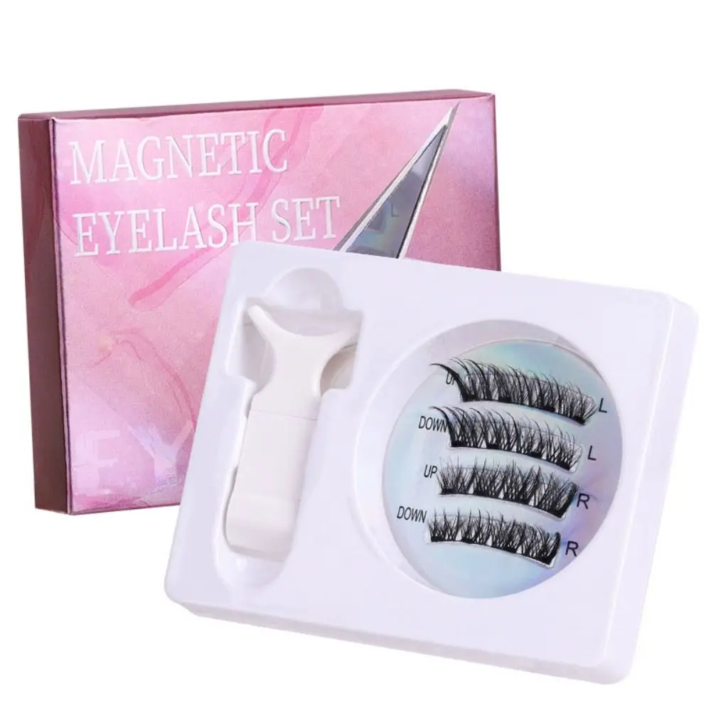 DIY Magnetic Suction False Eyelashes L Curl Makeup Glue Free False Eyelashes Fluffy Long Lasting Cat Eye Fake Lashes