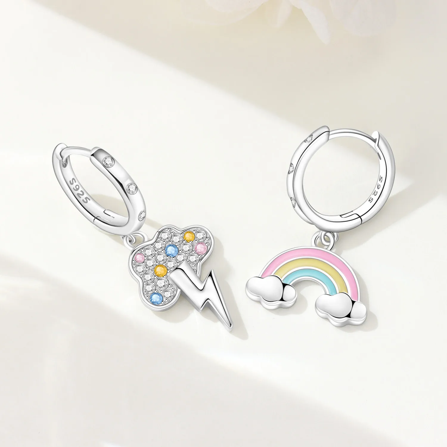 

Orstarry 925 Sterling Silver Rainbow Cloud Lucky Symbol Drop Earrings Women Earrings Charm Fashion Versatile Party Jewelry Gifts