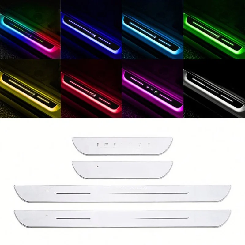 Custom Pattern Wireless Magnetic Induction LED Welcome Pedal Multi RGB Color Acrylic Door Threshold Plate Easy Install Auto Mod