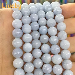 Natural Light Blue jade Stone Handmade Round Beads For Jewelry Making DIY decoration Bracelets Necklace 15