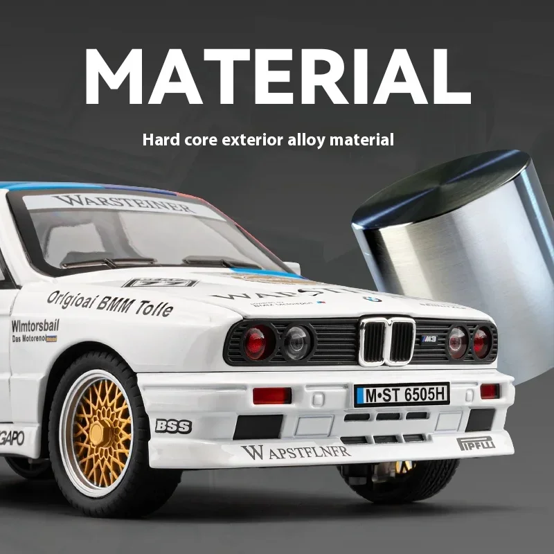 1:24 BMW M3 E30 Bloemen Versie Legering Sportwagen Model Diecasts Metalen Klassieke Auto Model Simulatie Geluid Licht Kinderen Speelgoed geschenken