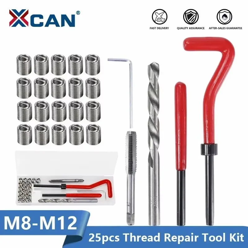 XCAN Thread Repair Kit M3 M4 M5 M6 M8 M10 M12 M14  Screw Thread Inserts For Restoring Damaged Threads Repair Tools Drill Bit