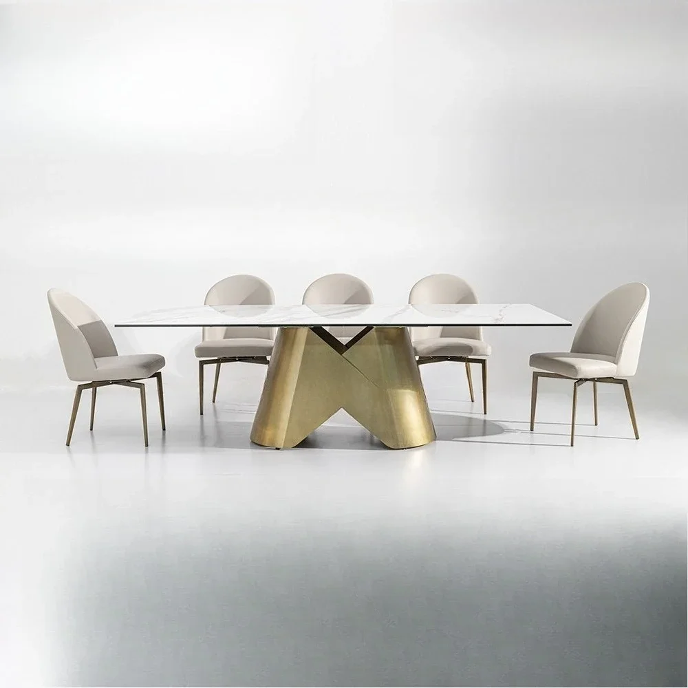 Light luxury Pandora rock slab dining table and chair combination modern simple living room home dining table rectangular