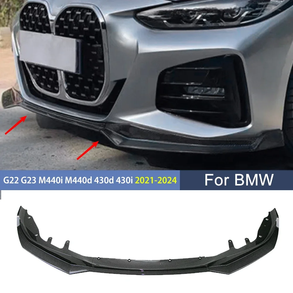 MP Style Front Lip Lower Board For BMW 4 Series 2021-2024 G22 G23 M440i M440d 430d 430i Bumper Blade Splitter Body Kit Tuning