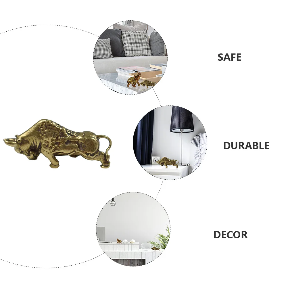 

2Pcs Copper Ox Desktop Ornament Set - Premium Metal Home Decor, Smooth Polished Craftsmanship for Office Cabinet Display, Brass