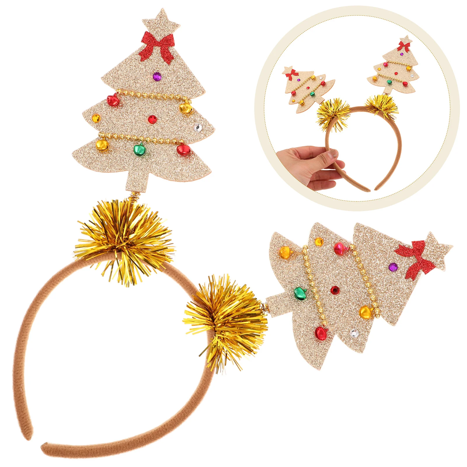 

Christmas Tree Headband Glitter New Year Hair Clasp Headpieces Boppers Holiday Costume Headbands Funny Charming Fascinator