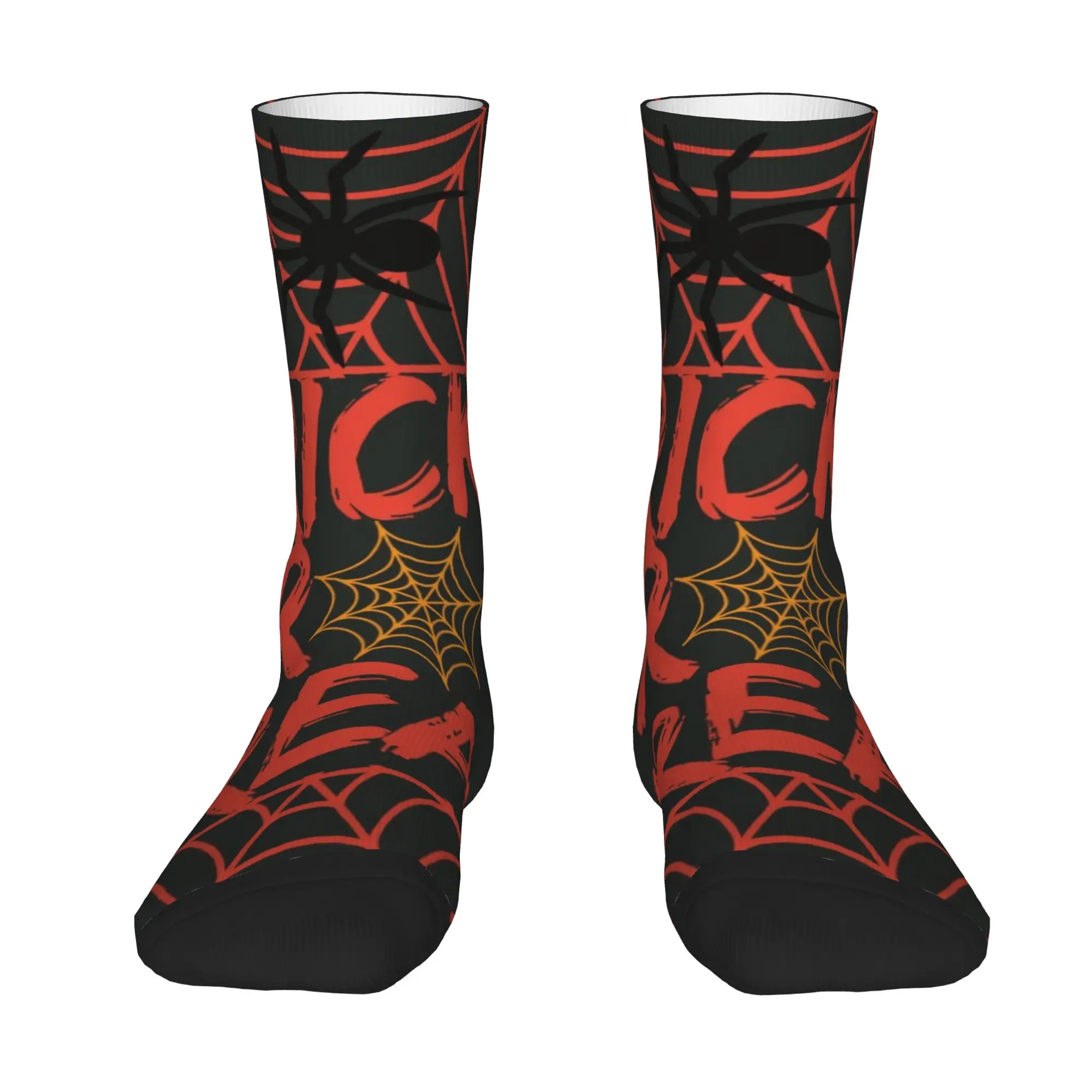 1 Pair Funny Sock  Trick Or Treat Halloween Poster Vintage Seamless Pattern Printed Men Socks Casual Men's Socks