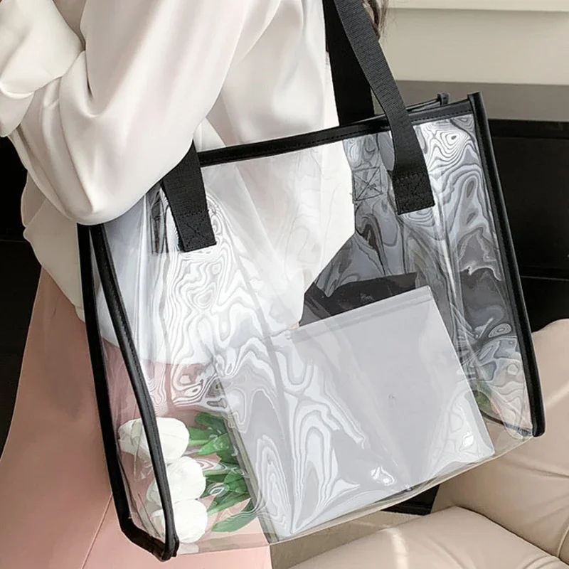 Sac de rangement transparent pour femme, sac de voyage pour femme, sac d\'affichage de stockage de cosmétiques, sacs de lavage imperméables en PVC