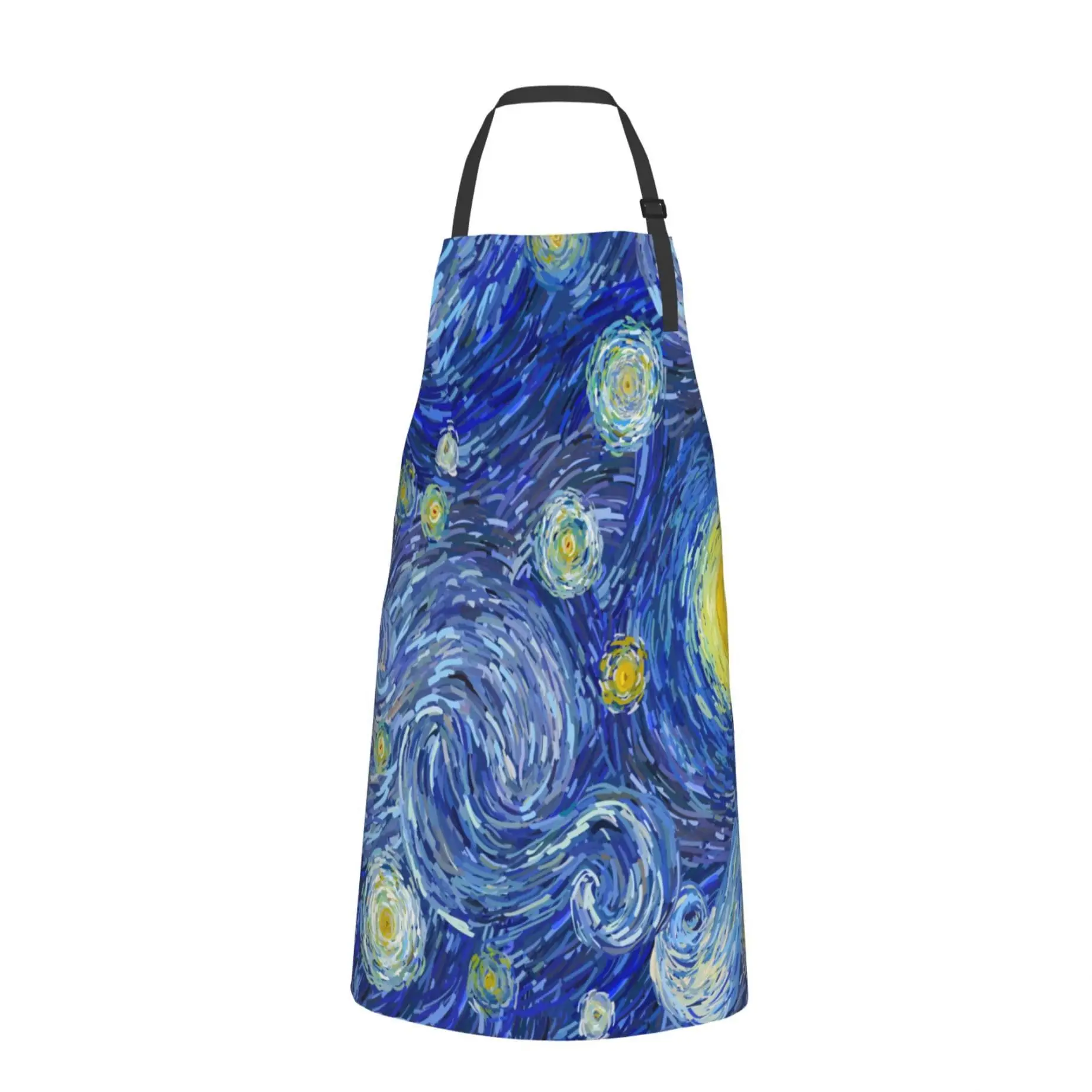 Starry Night Cooking Apron For Women Men With Pockets,Van Gogh Galaxy Blue Oxford Cloth Kitchen Apron