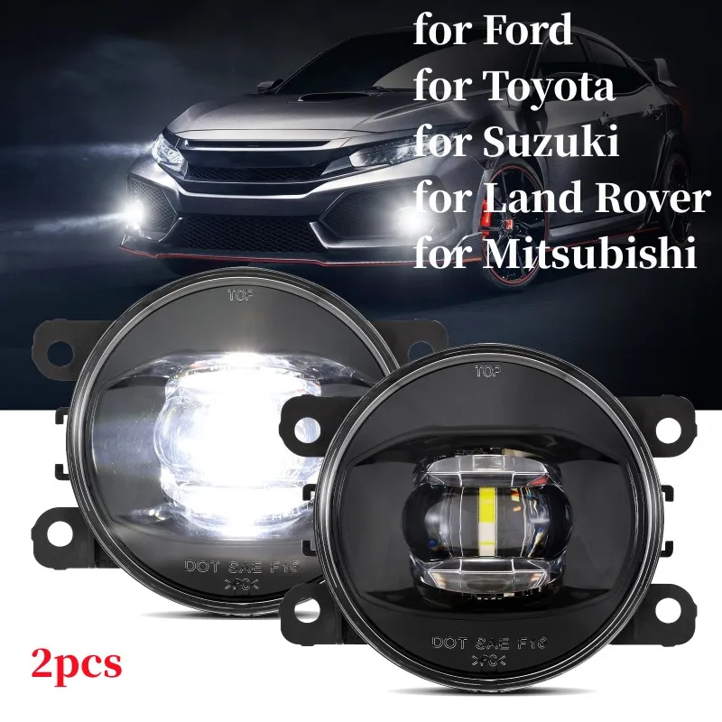 

2Pcs/set Lens LED Fog Lamp Front Drving Fog Head Light for Ford for Toyota for Suzuki for Land Rover for Mitsubishi