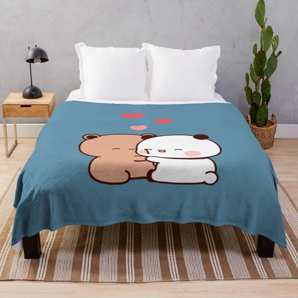 

panda bear bubu and dudu hugs love Throw Blanket Plaid Vintage Blankets