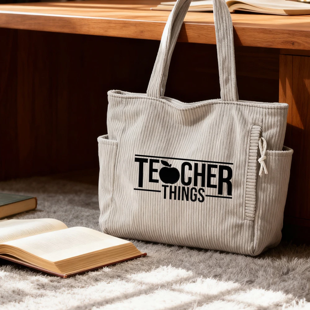 

Women's Corduroy Canvas Tote Bag With Pockets, Reusable Grocery Shopping Bag, Sisters Day Birthday Christmas Gift, Travel Beach