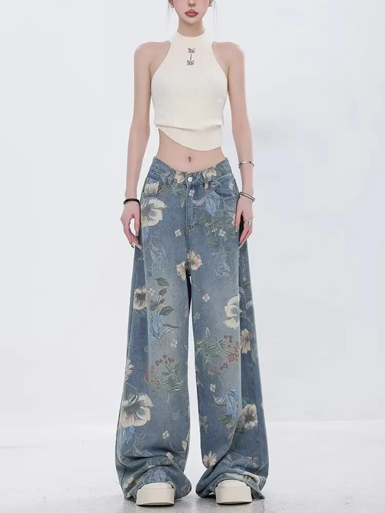 

Y2k Baggy Jeans Pants for Woman Vintage Casual American High Waisted Jeans Women Wide Coquette Jean Denim Tier Women's Clothing