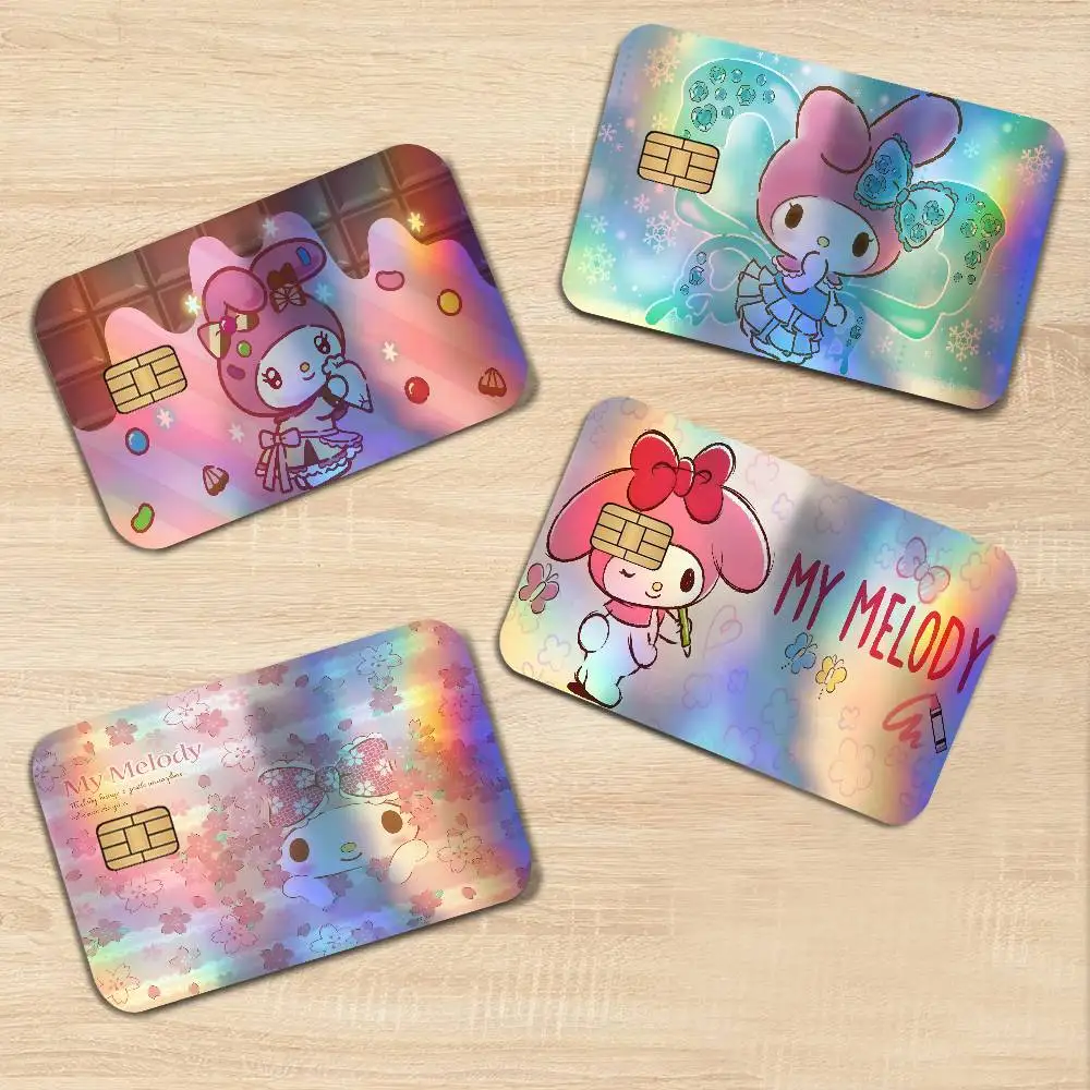 Cute My M-MelodyS Gradient Laser Bank Card Stickers Waterproof Trendy DIY Accessories