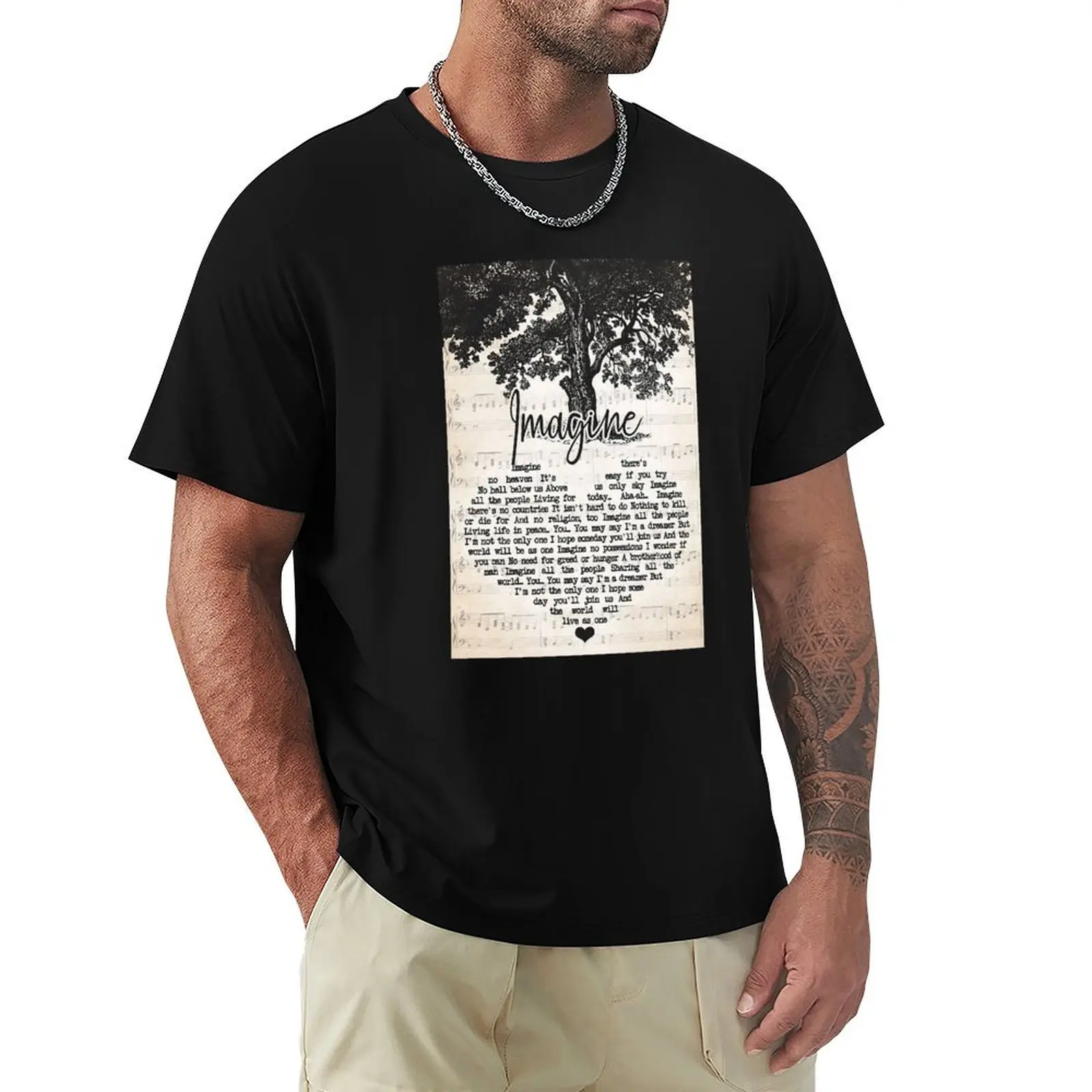 

Imagine Lyrics Poster Gift - Imagine No Heaven It's No Hell Below Us T-Shirt blue archive quick drying t shirts men