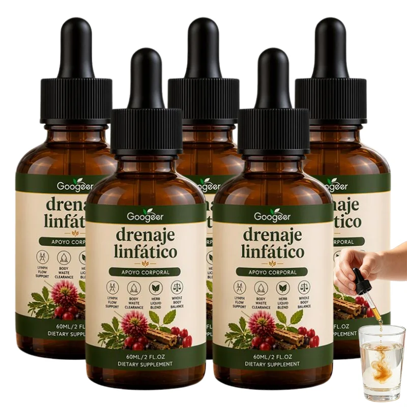 Natural Lymphatic Drainage Herbal Drops Organic Botanical Blend Liquid Supplement for Body Detox and Lymph Flow Support 60ml