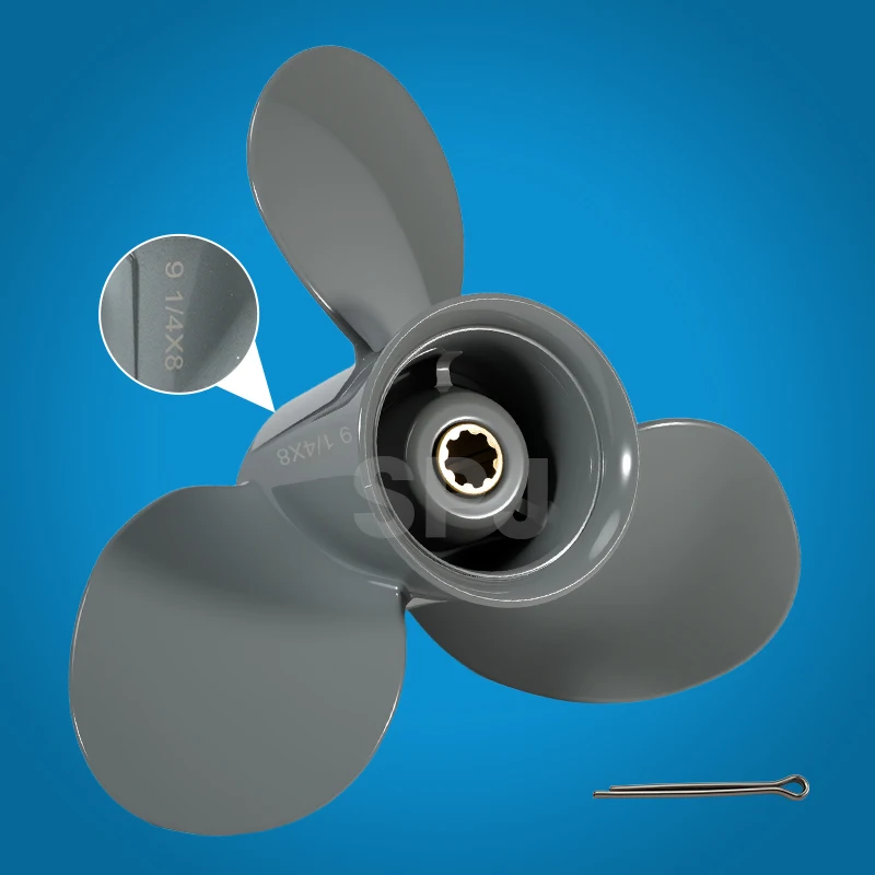 

Aluminum 3 Blade Outboard Propeller For Honda , BF8 9.9 15 20 HP 4 Stroke, 9 1/4*8, 8T Rubber Hub, 2.5 Gearcase Replacement