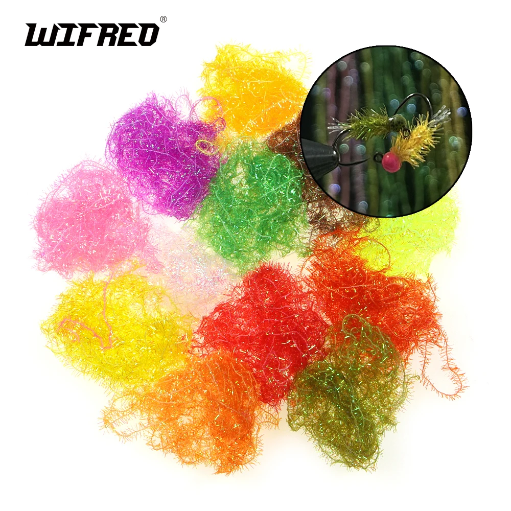 Wifreo 4M/Pack 6mm Width Pearl Cactus Chenille Crystal Flash Tinsel Fly Tying Body Material for Nymph Wet Fly Wolly Buggers Lure