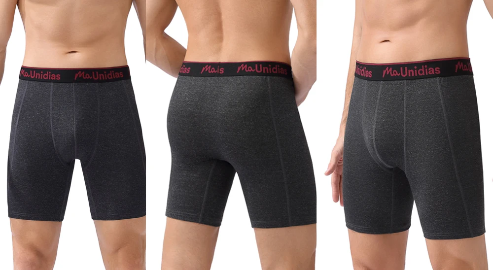 Neue Herren-Unterhosen, lange Markenunterwäsche für Männer, Boxershorts, sexy lange Herren-Slips mit elastischem Bund und Schriftzug. – Detail 12