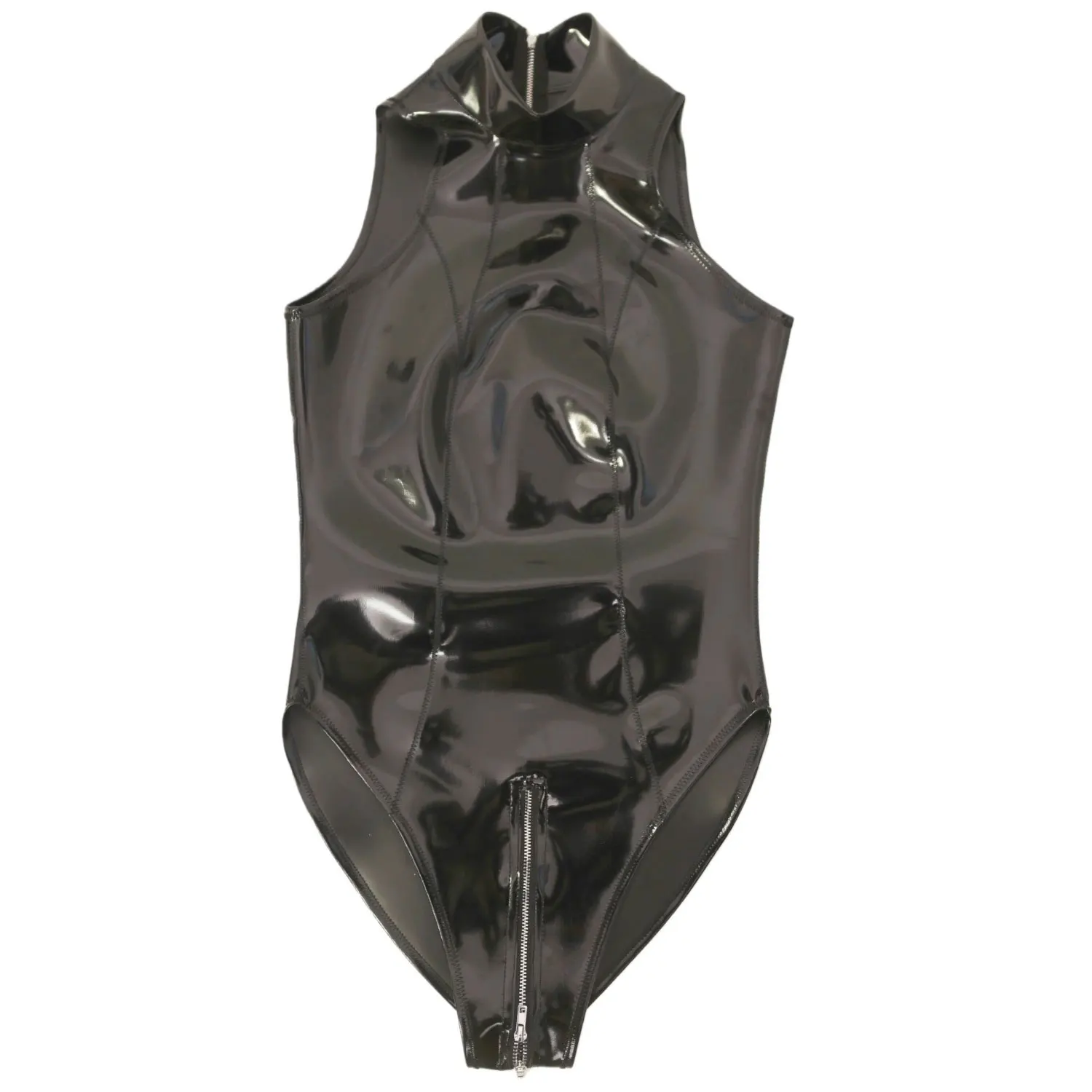 

Sexy High Cut Thong Bodysuit Tops Zipper Open Crotch Fashion Cloth Latex New Tights Nigthclub Stage Dance PU Shiny Leotard