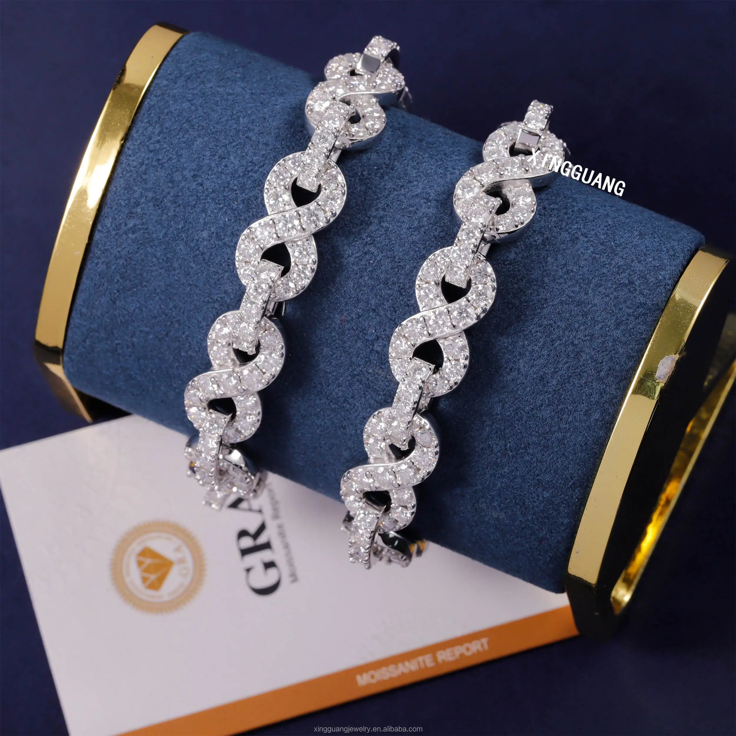 Arrival New 13mm Infinity Link Cuban Bracelet 925 Sterling Silver Men Hip Hop Bracelet VVS Moissanite Diamond Cuban Bracelet..