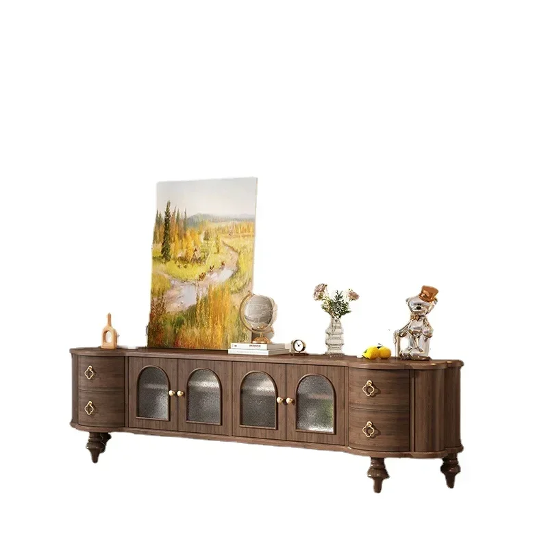 

~Y Французский черный орех, твердая древесина, ТВ-шкаф, винтажный свет, роскошный современный светлый американский журнальный столик, комбинированный шкаф для телевизора