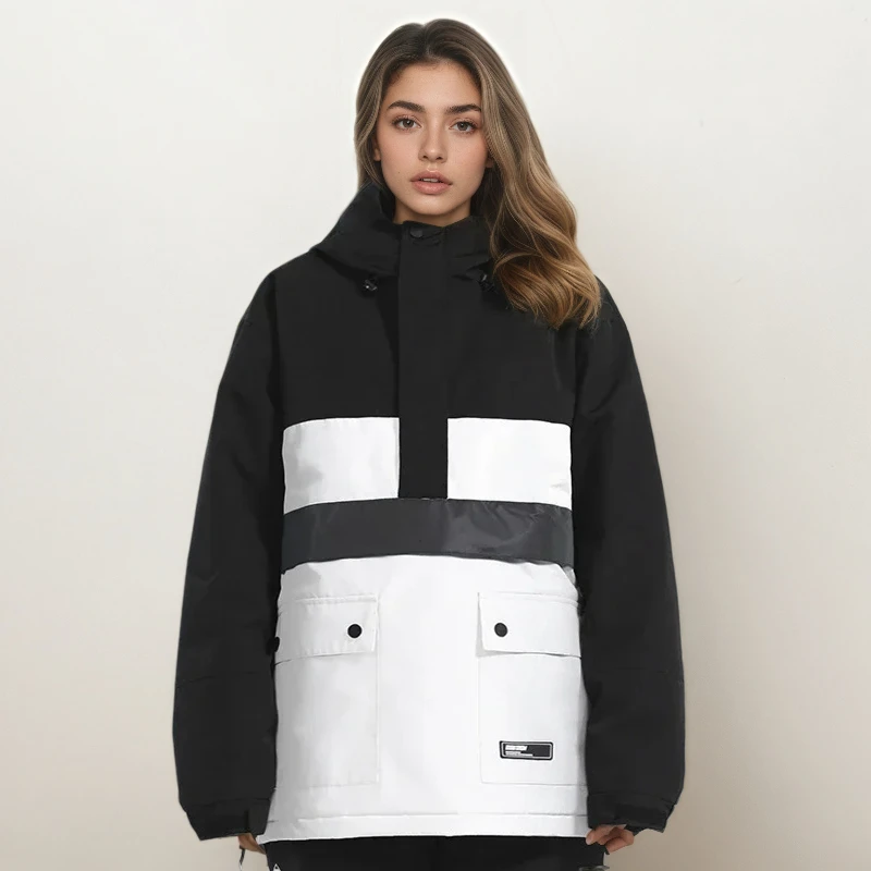 New Women's Jacket Winter Warm Snowboard Wear Windproof Female Tracksuit Sport Men Mountain Ski Coats Hooded Simple Windbreaker