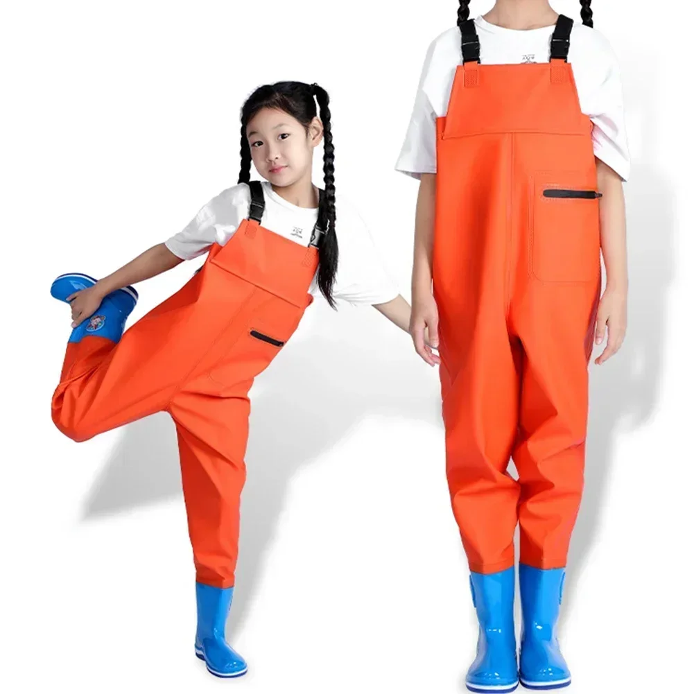 Kids Waders With Boots 4-Color Available Full Body Rain Trousers For Youth Teenagers Fishing Waders  Waterproof Pants