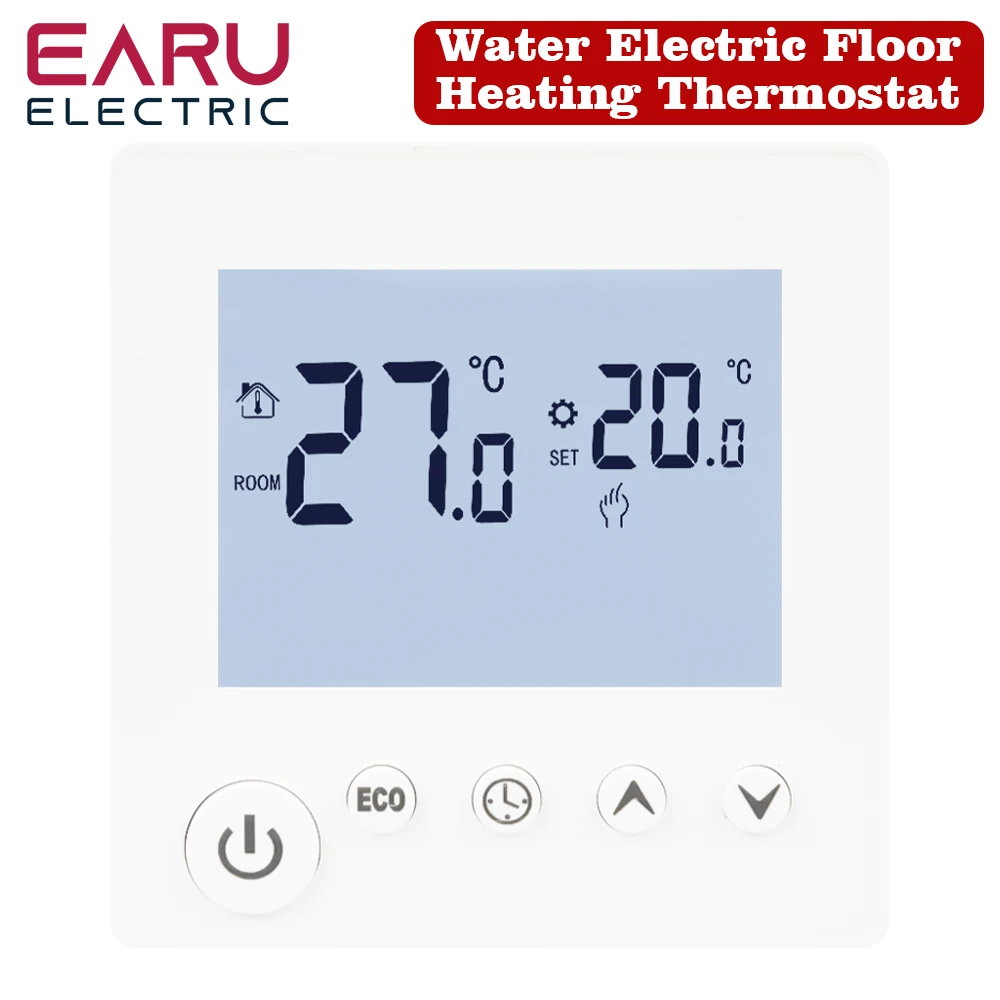 

AC90V-240V 3A 16A Water Electric Floor Heating TRV House Room Thermostat Temperature Controller Digital LCD Display Wall Mounted