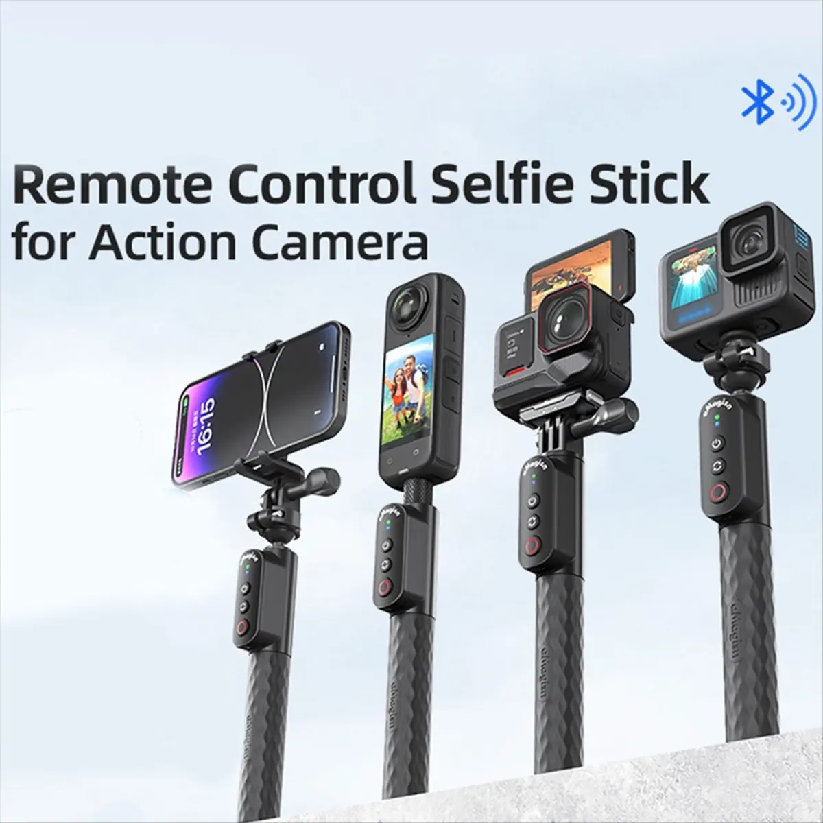 Remote Selfie Stick Bluetooth 5.1 RC Grip 1m Pole for X4 X3 Pro 13 12 11 10 Smartphones A