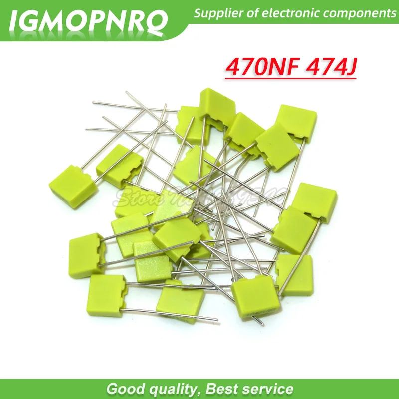 20PCS Correction Capacitor 470NF 474J 63V 5mm Polypropylene Safety Plastic Film Capacitor