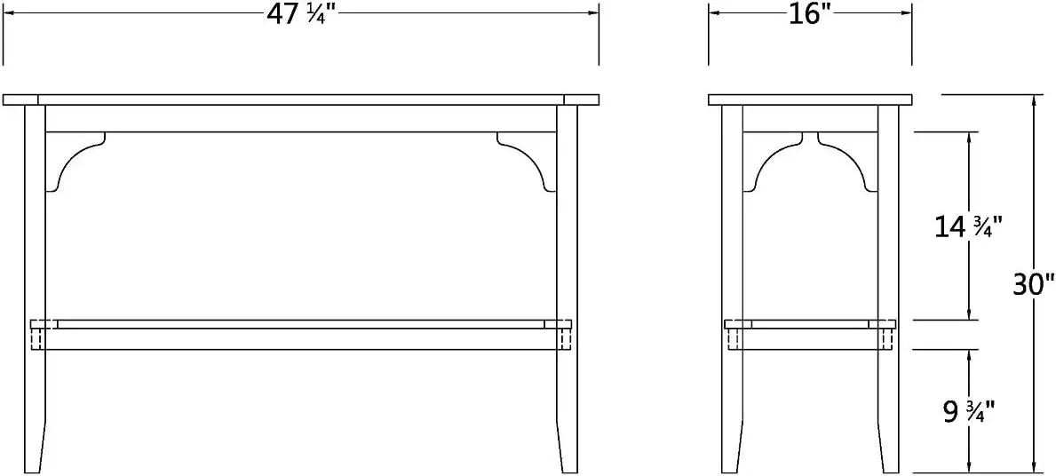 Legno 47in 2 ripiani Patio Console Table Indoor Outdoor multifunzionale Buffet Bar Storage Organizer, Plantation Teak, Auburn/Natur