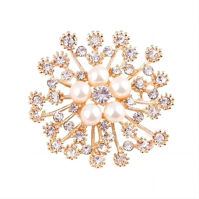 Fashion Rhinestone Imitation Pearl Brooch For Women Vintage Crystals High Quality Broochs Pins Jewelry Clothing Accessories