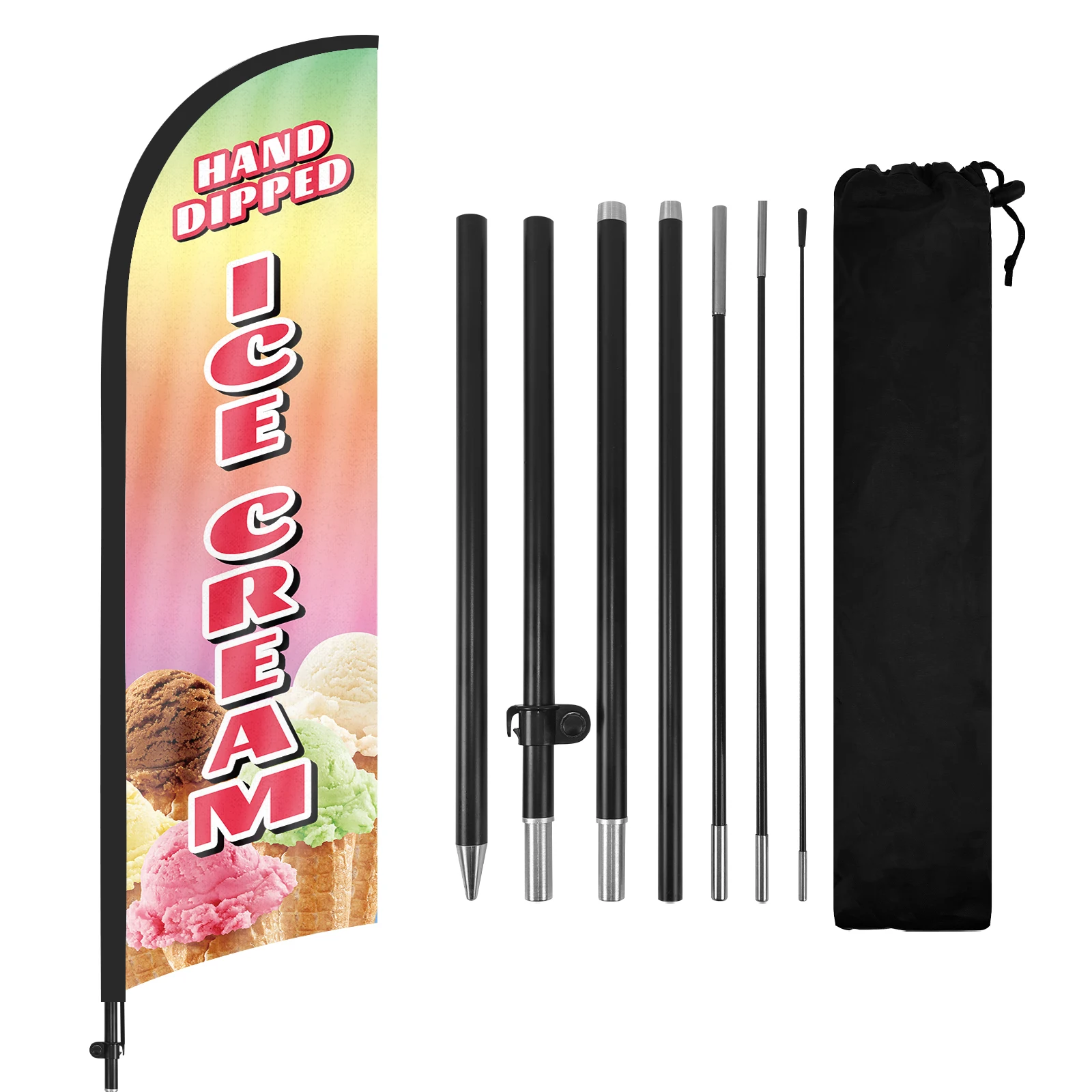 

FSFLAG 1PCS 280CM The Ice Cream Feather Flag with Flagpole Advertising Outdoor Banner Decoration for Businesse and Storefront