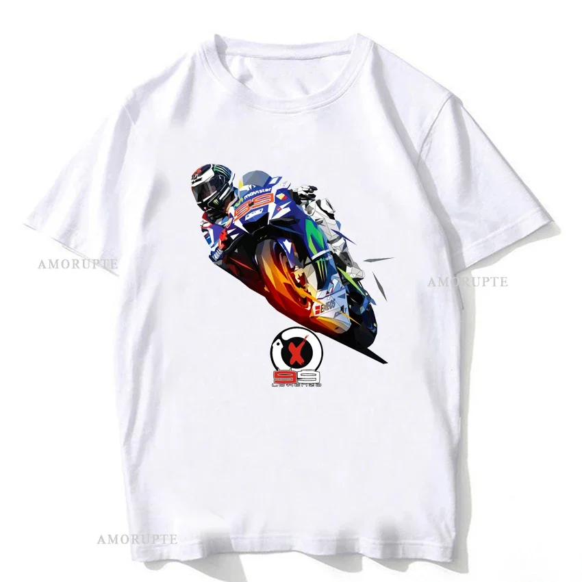 Jorge Lorenzo 99 GP Riding T-Shirt New Summer Men Short Sleeve GS Adventure Sport Casual White Tops Motorcycle Rider Tees