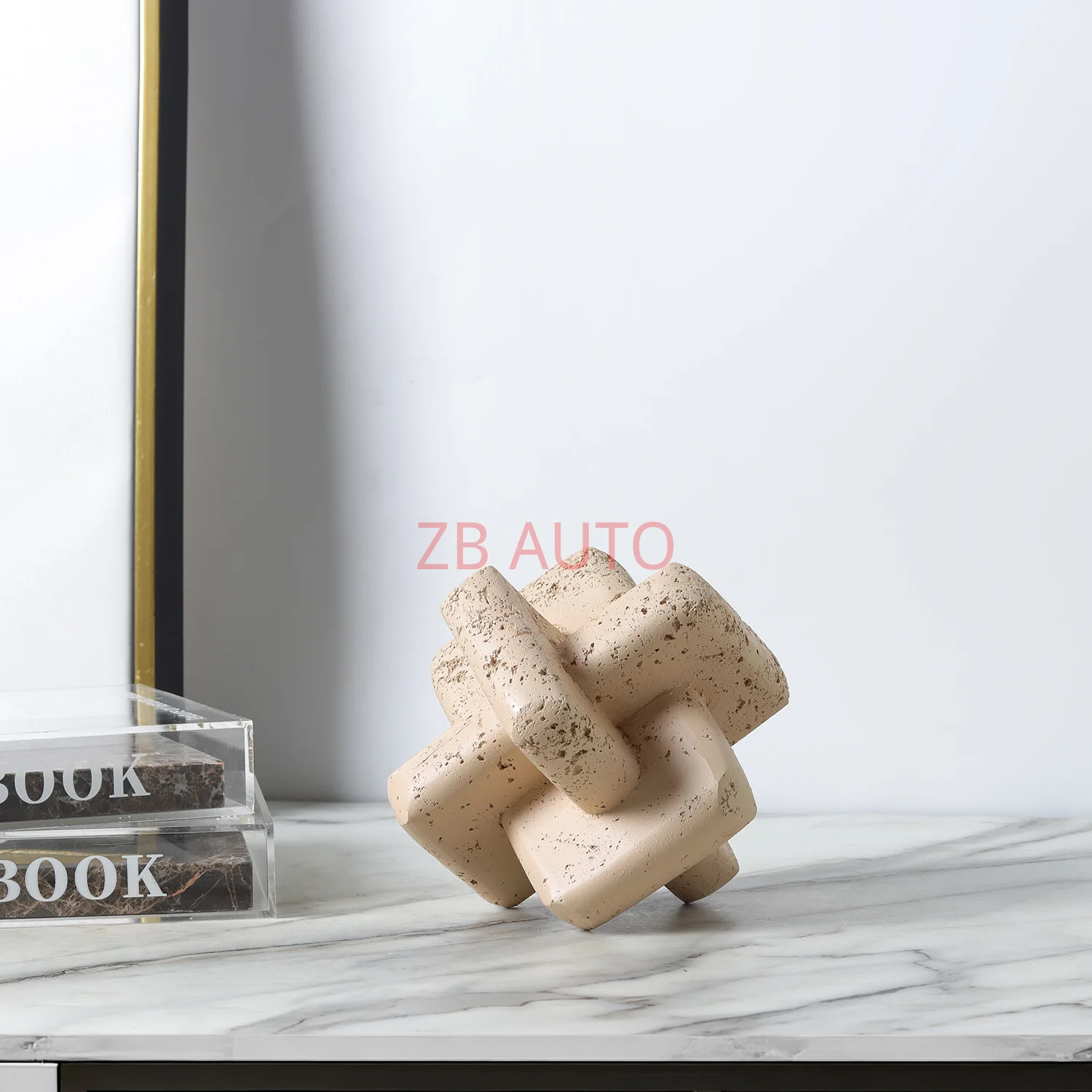 imitation travertine lock buckle ring Rubik's cube wooden tenon geometric ornaments home model room high-end soft decorations