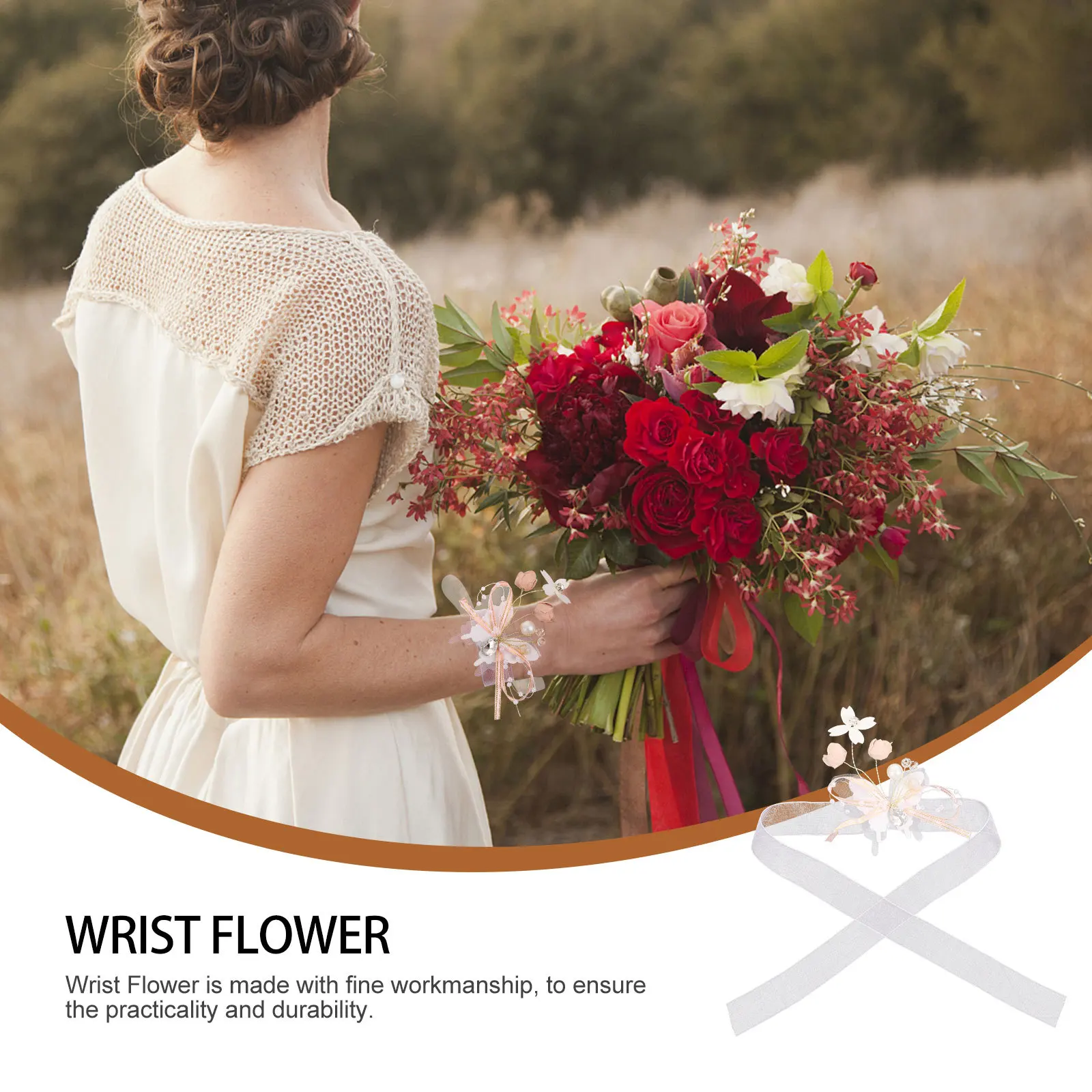 2 pçs pérola casamento pulso flor pulseira de noiva dama de honra traje acessório decoração rústica flor de pulso