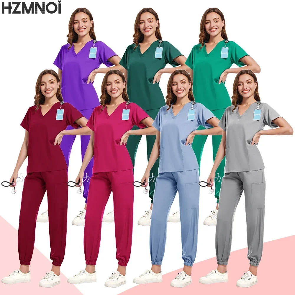 Surgical Uniforms Woman Scrub Set Medical Nurse Beauty Salon Workwear Clinical Scrubs Top + Pant Spa Doctor Nursing Tunic Suit