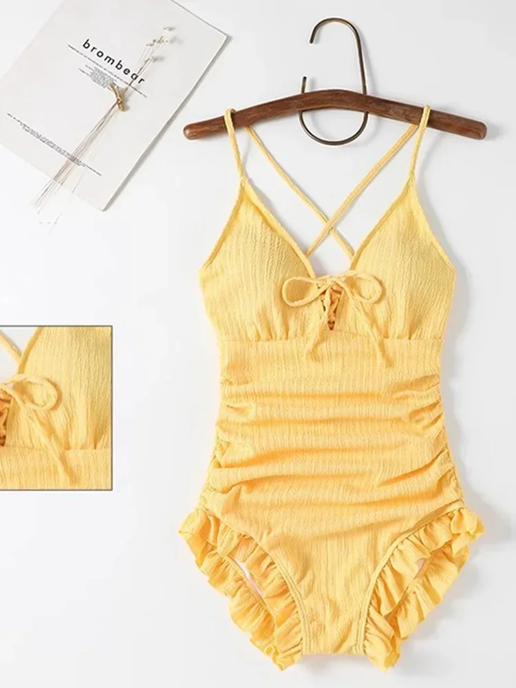 UETEEY 2025, nuevo traje de baño de verano, traje de baño de una pieza, Bikini Sexy liso de manga larga, conjunto de 2 piezas, traje de baño para mujer, Bikini para playa