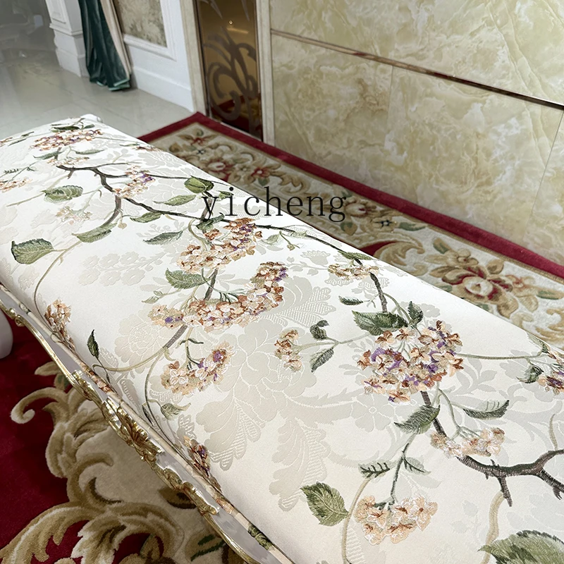 

FY2 Fabric Embroidered Bed End Stool Solid Wood Bedroom Bed Sofa Stool Living Room Sofa Stool Bedside Bench