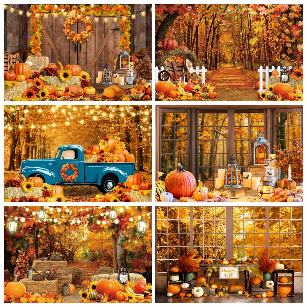 

Autumn Forest Series Kids Photography Backgrounds Halloween Fall Leaves Portraits Portraits Baby Photo Banner Holiday Background